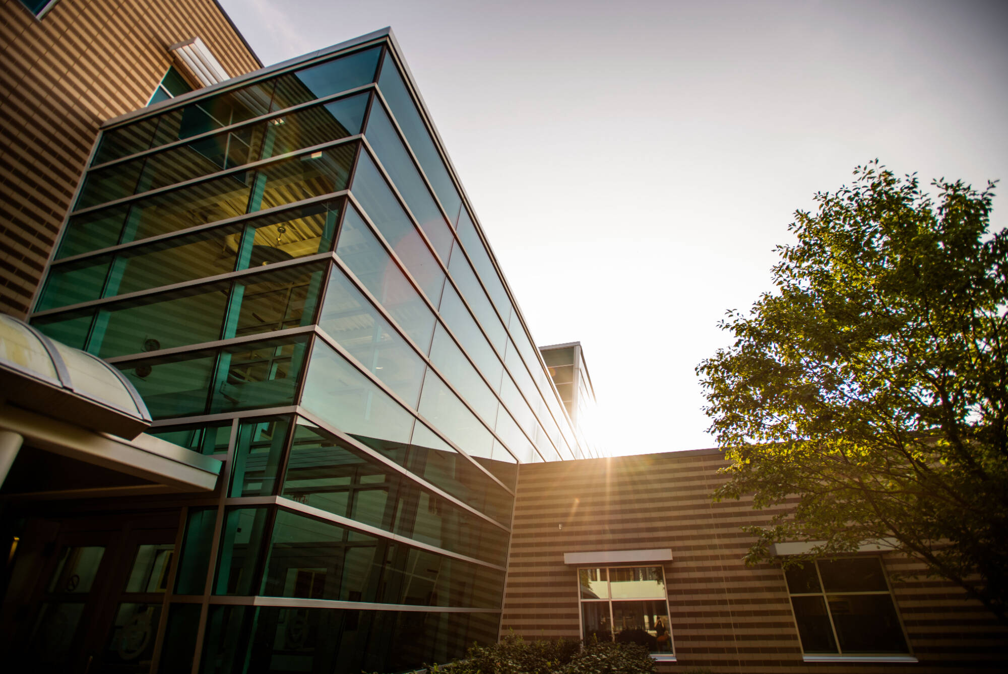 Exterior of Lake Ontario Hall during Sunset